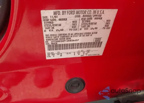 2002 Ford F-250 Lariat/Xl/Xlt from USA, damaged, VIN 1FTNW20F12EB26457